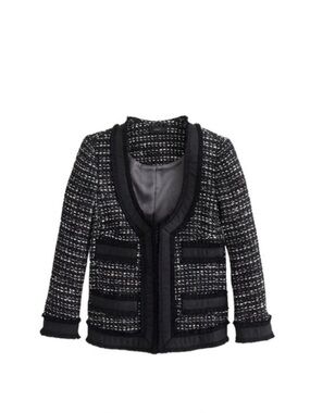 NWT J. Crew Black & White Timeless‎ Classic Tweed Blazer Jacket Size 4